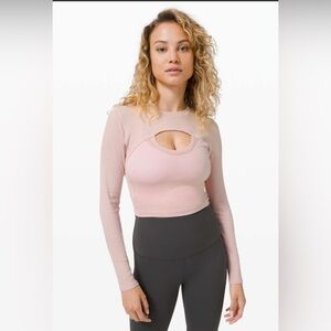 Lululemon Better Best stretch keyhole yoga athletic Long Sleeve Porcelain Pink 6
